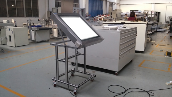 Caixa de iluminação para serigrafia, mesa de verificação de serigrafia, dispositivo de verificação de qualidade de serigrafia